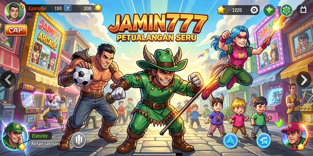 Screenshot utama JAMIN777 menampilkan aksi seru gameplay Arcade.