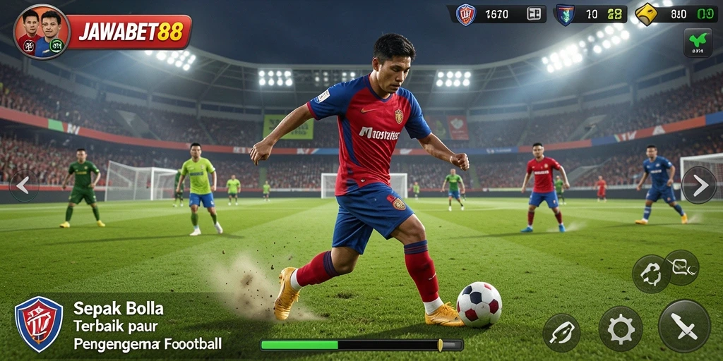 Tampilan gameplay seru dalam JAWABET88 dengan aksi sepak bola yang menarik.