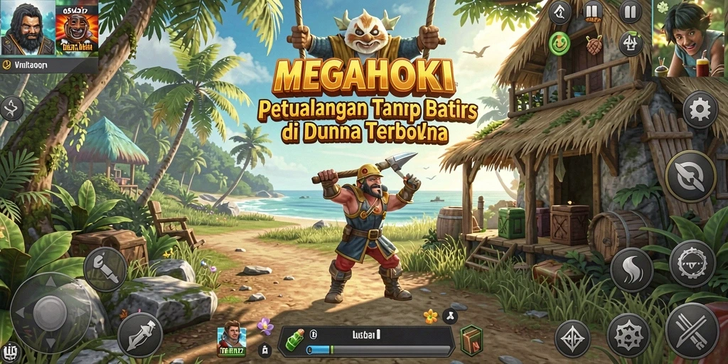 Screenshot MEGAHOKI menampilkan dunia luas dengan berbagai lokasi menarik.