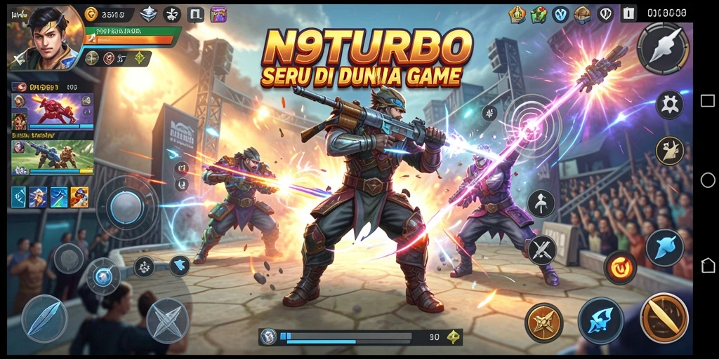 Tampilan karakter bertarung dalam aksi di N9TURBO.