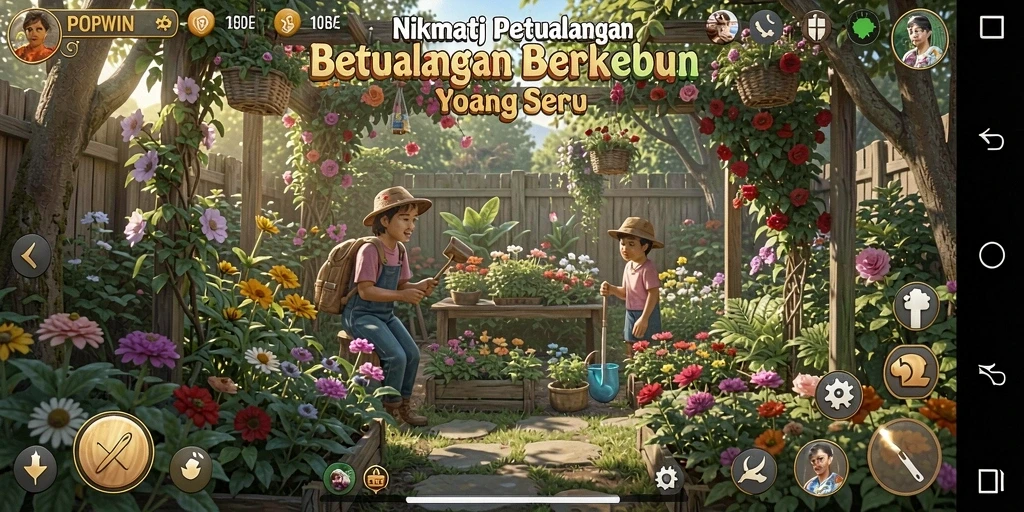 Tangkapan layar gameplay <strong>POPWIN</strong> menunjukkan keseruan berkebun yang memikat.