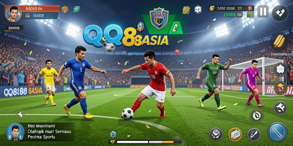 Screenshot QQ88ASIA menampilkan aksi pertandingan olahraga yang seru.